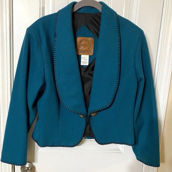 Vintage Mid-West Garment Co Teal Cropped Western-Style Bolero Jacket Medium - Picture 10 of 10